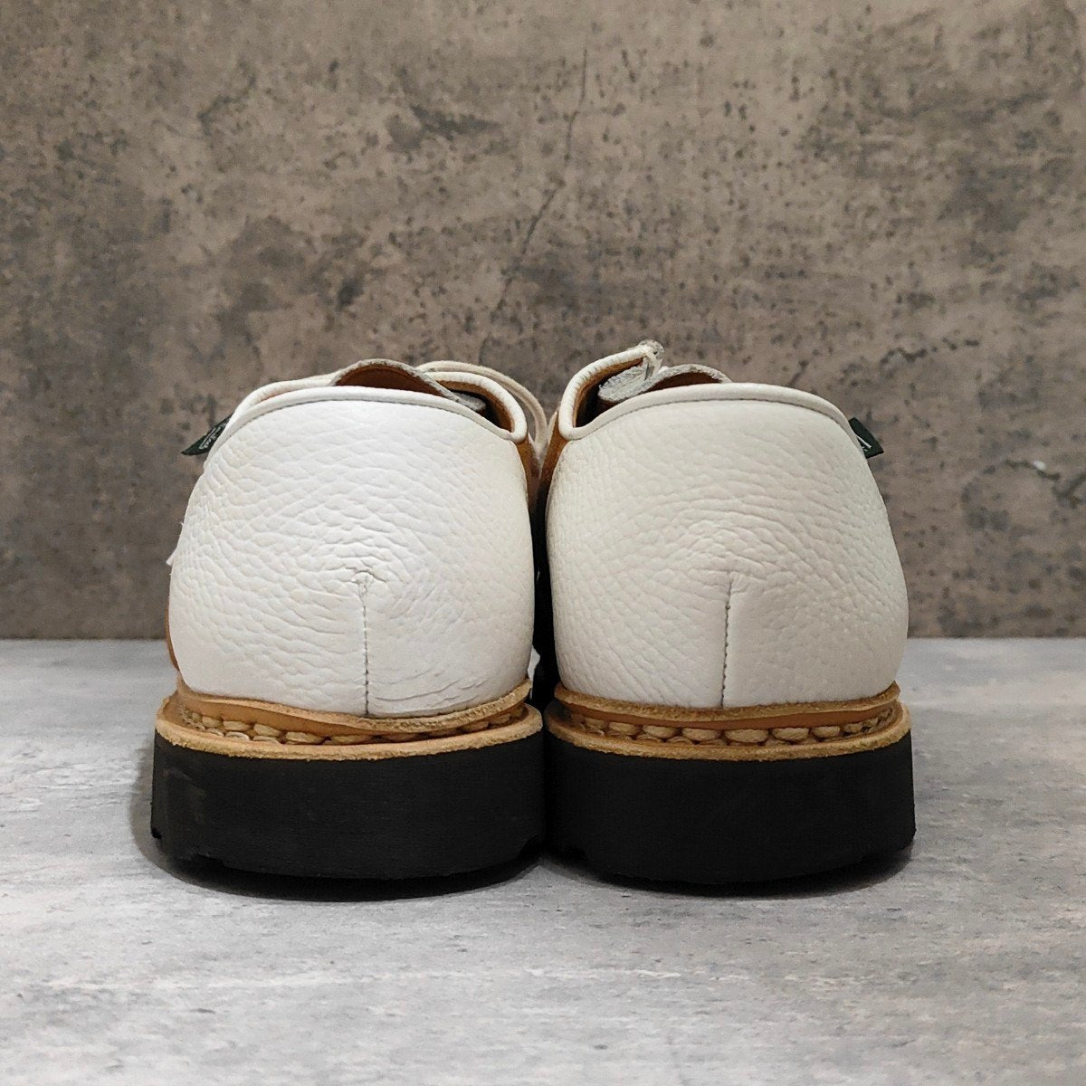 希少 使用数回【PARABOOT】パラブーツ ミカエル 丸の内店リミテッドモデル チロリアンシューズ グレインレザー×スエードコンビ ブラウン×ホワイト サイズ42