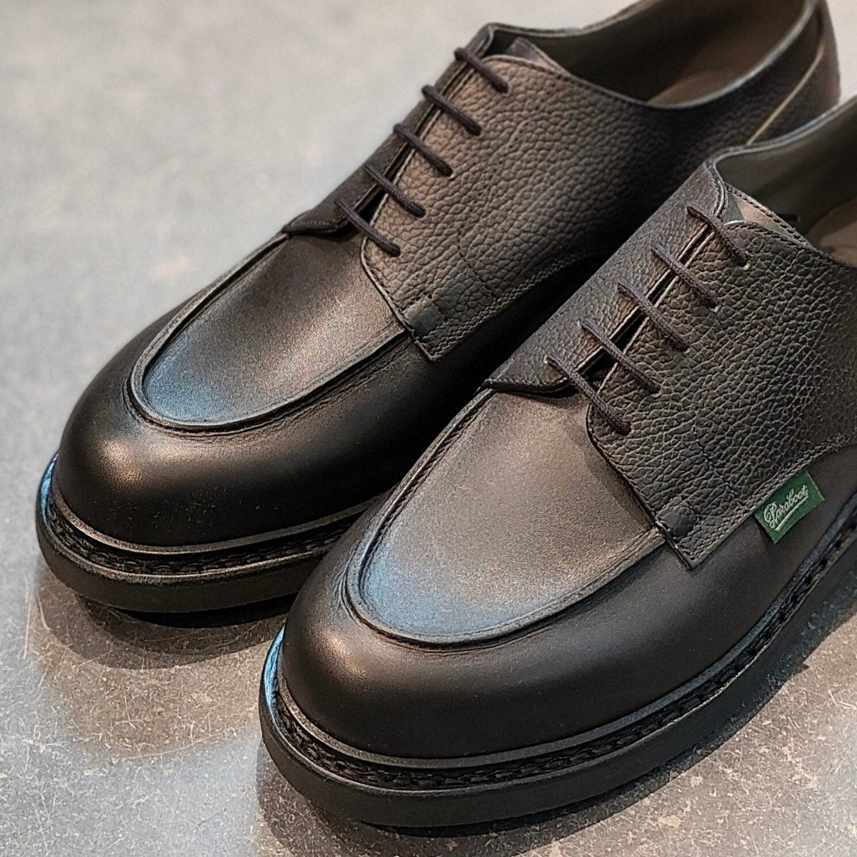 希少 新品未使用【Paraboot】パラブーツ ジョセフ別注 シャンボード Uチップ リスレザーグレインレザーコンビ ブラック サイズ UK7 参考定価￥121,000-