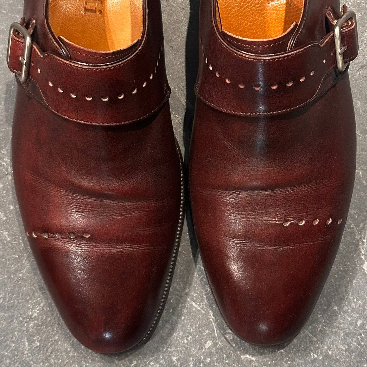 美品【BERLUTI】ベルルッティ 694 366 シングルモンク カーフ バーガンディ サイズ UK7