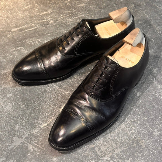 【JOHN LOBB】ジョンロブ フィリップ2 パンチドキャップトゥ カーフ ブラック サイズUK6E 7000ラスト