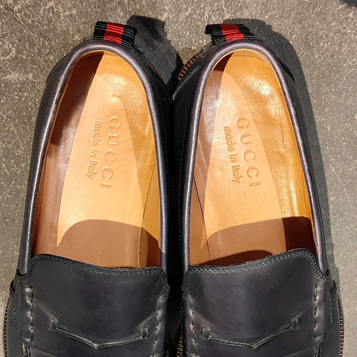 【GUCCI】グッチ 407444 コインローファー カーフ ネイビー サイズUK5.5