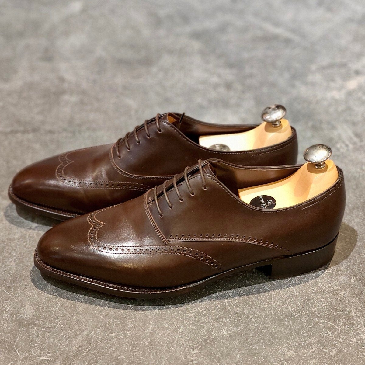 希少 使用数回【JOHN LOBB】ジョンロブ プレステージライン ハットン ウイングチップ カーフ ダークブラウン サイズUK6.5E 7000ラスト