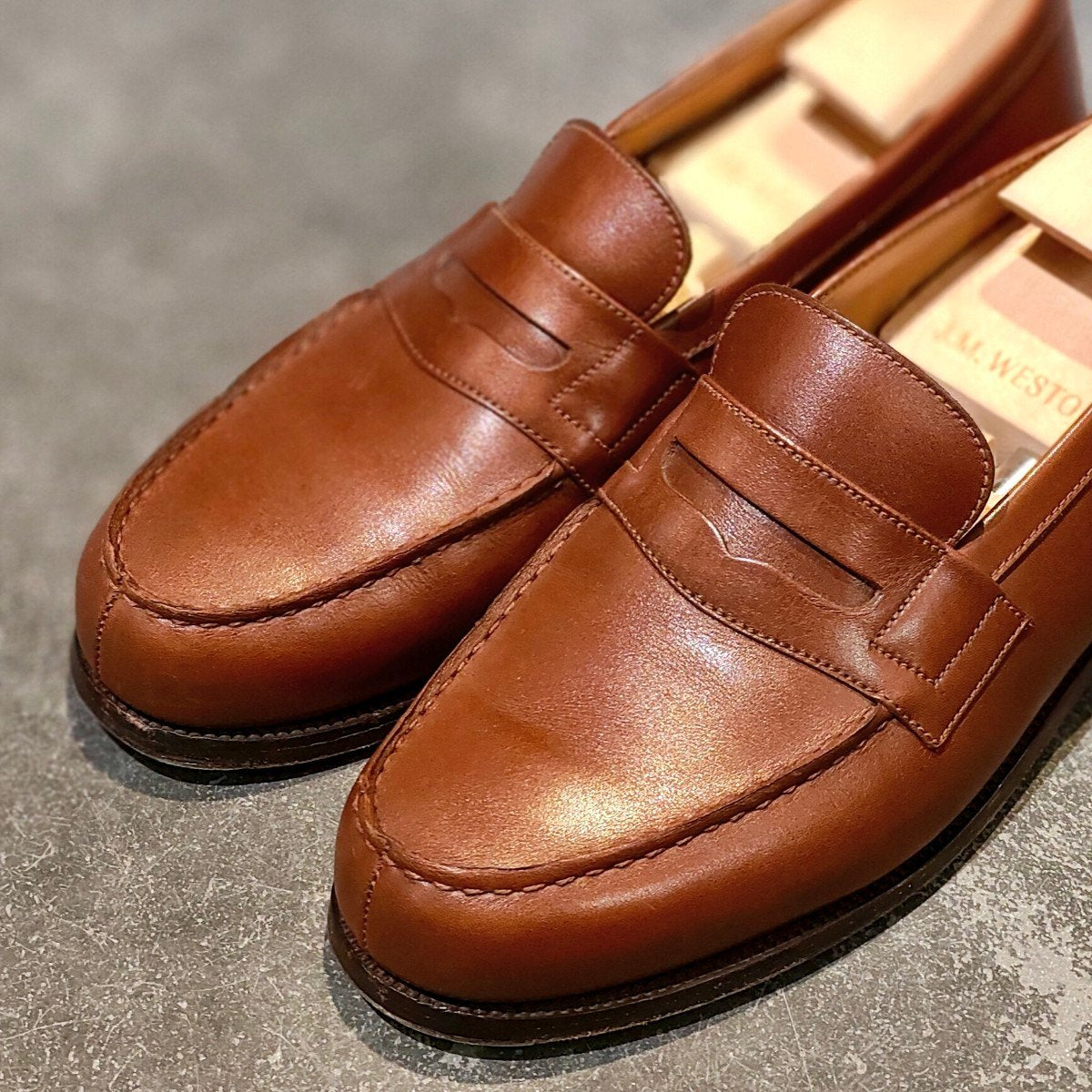 希少 極美品 【J.M.WESTON】ジェイエムウエストン 180 シグニチャーローファー ロシアンカーフ タンブラウン サイズUK6.5D 41ラスト