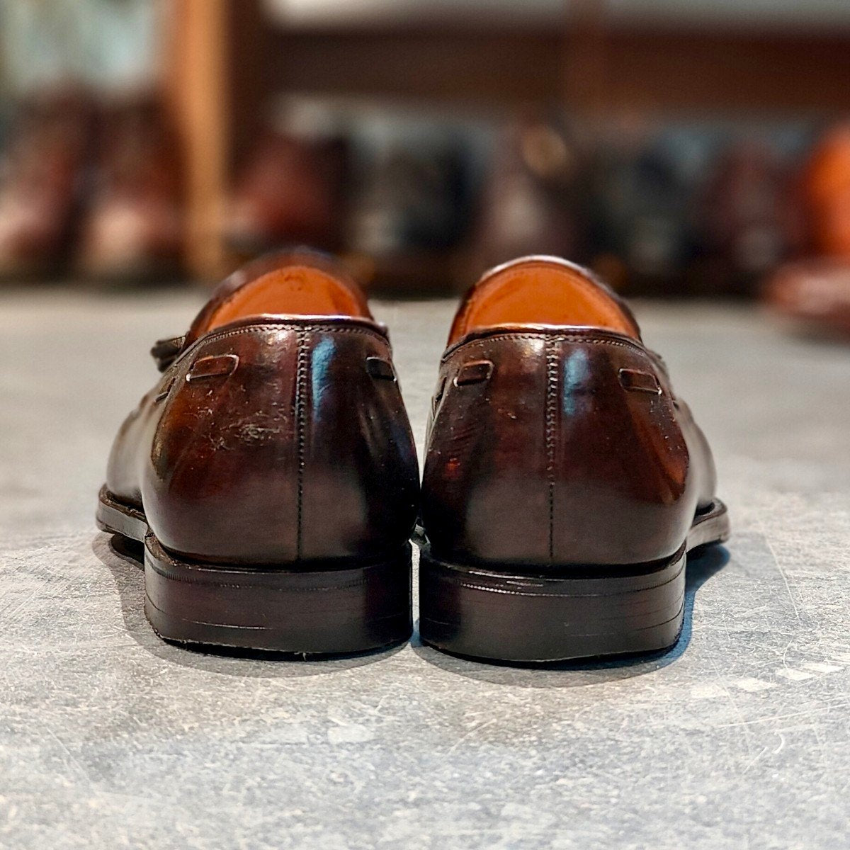使用数回【CROCKETT&JONES】クロケット&ジョーンズ キャベンディッシュ3 タッセルローファー バーニッシュカーフ ダークブラン サイズUK6E 375ラスト 参考定価￥126,500-