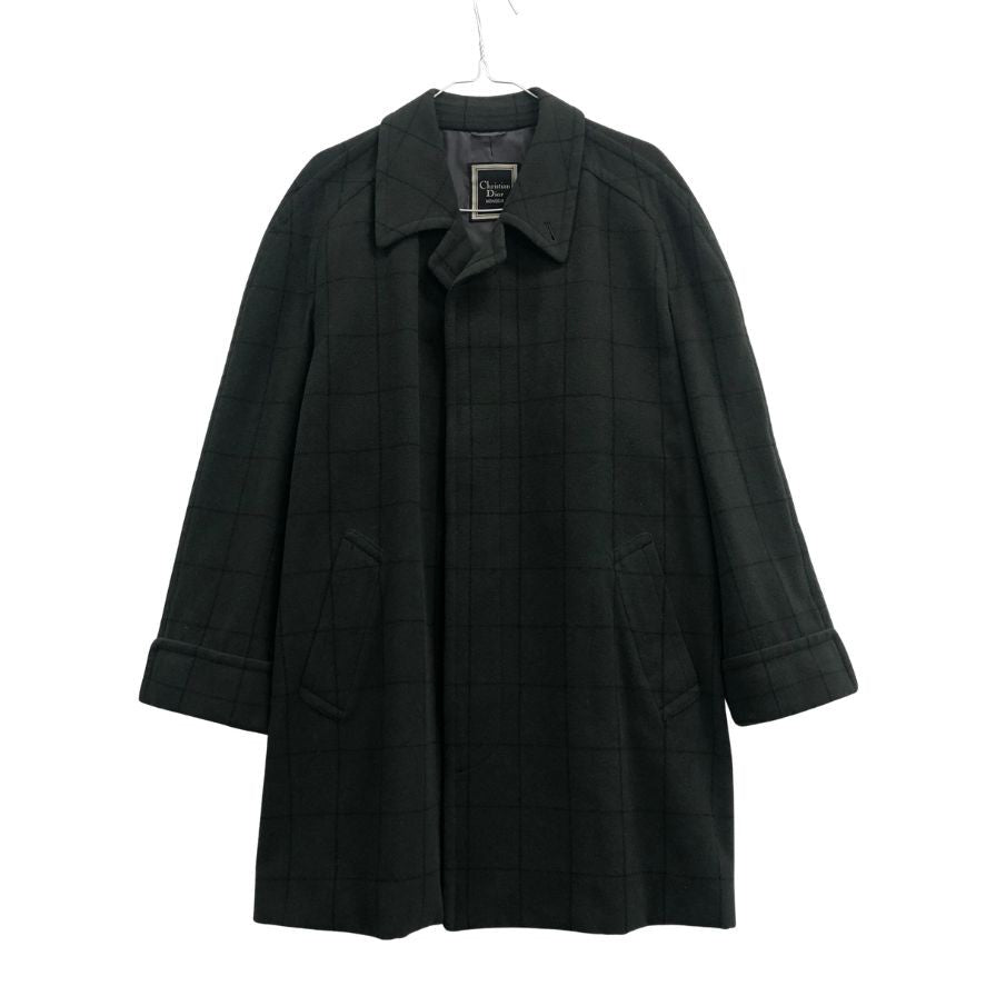 【Christian Dior MONSIEUR】クリスチャンディオールムッシュ コート 80年代 グリーン チェック メンズ サイズ S