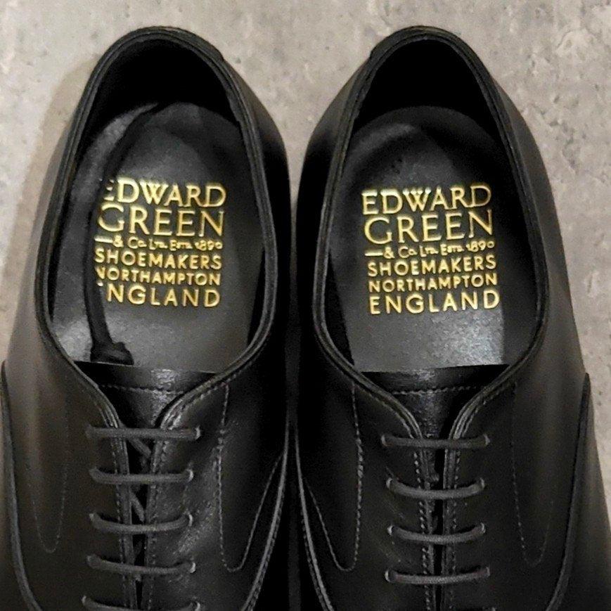 美品【EDWARD GREEN】エドワードグリーン チャーチル パンチドキャップトゥ カーフ ブラック サイズUK6E 808ラスト