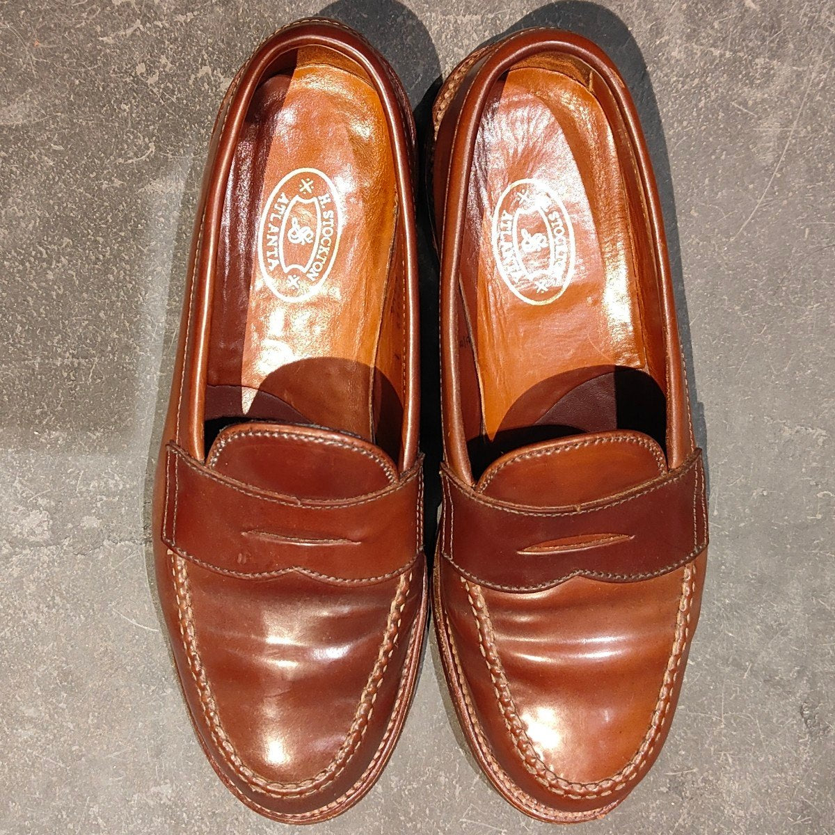 希少 美品【ALDEN】オールデン H.Stockton別注 6746 ペニーローファー コードバン ウイスキー サイズUS8.5D バンラスト