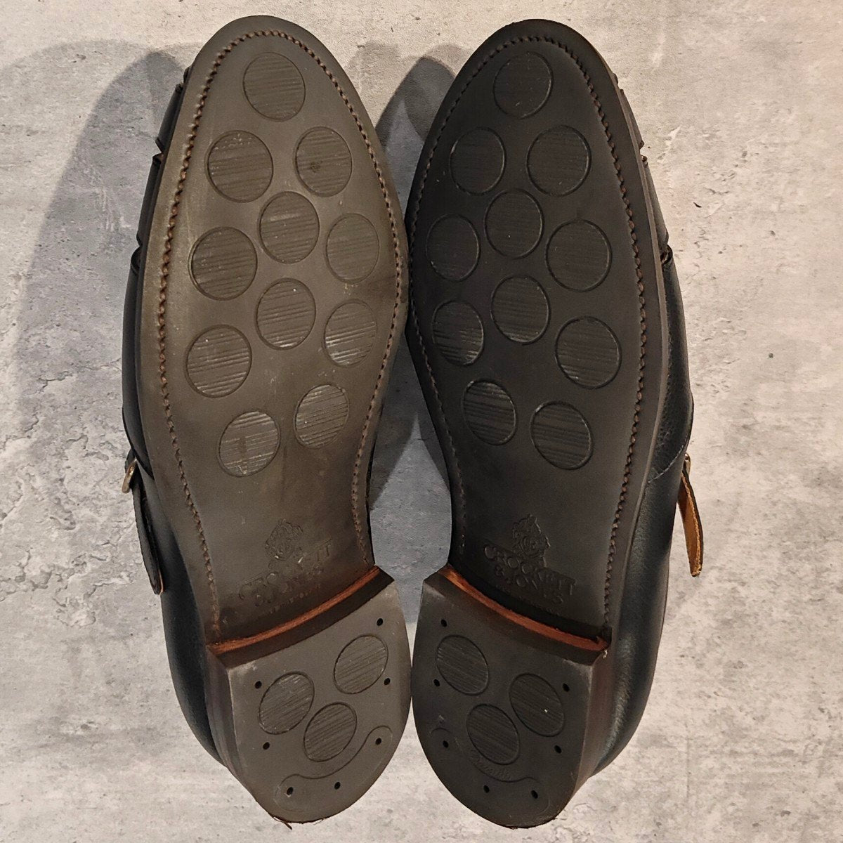 試着程度【クロケット＆ジョーンズ】CROCKETT&JONES フィッシャーマン SUBS グルカサンダル グレインレザー ネイビー サイズUK8E 314ラスト