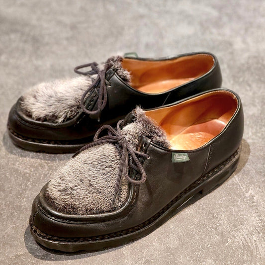 希少 極美品【PARABOOT】パラブーツ ミカエル  ヴィゾン（ミンク） チロリアンシューズ リスレザー ブラック サイズ40.5