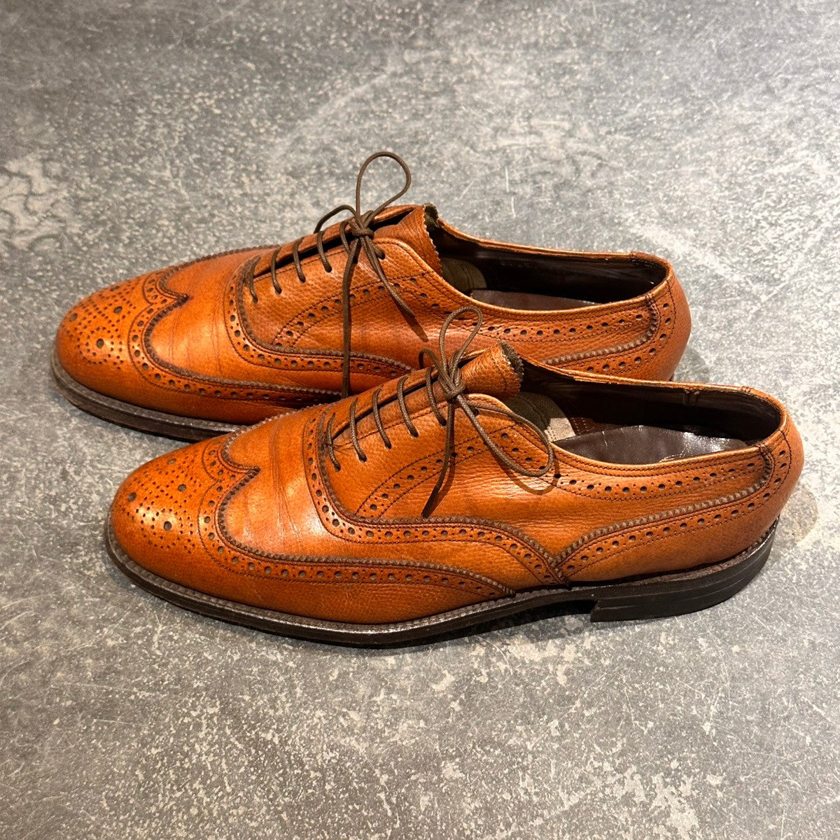フローシャイム　25cm 革靴　ビジネスシューズ　ウイングチップ FLORSHEIM】フローシャイム ウイングチップ グレインレザー ブラウン
