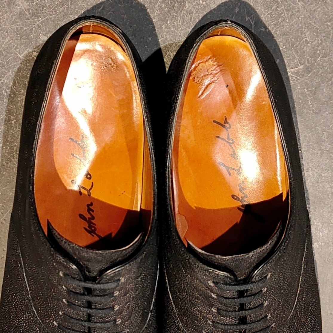 希少 極美品【JOHN LOBB】ジョンロブパリ ビスポーク プレーントゥオックスフォード エレファントレザー ブラック サイズUK6.5E相当