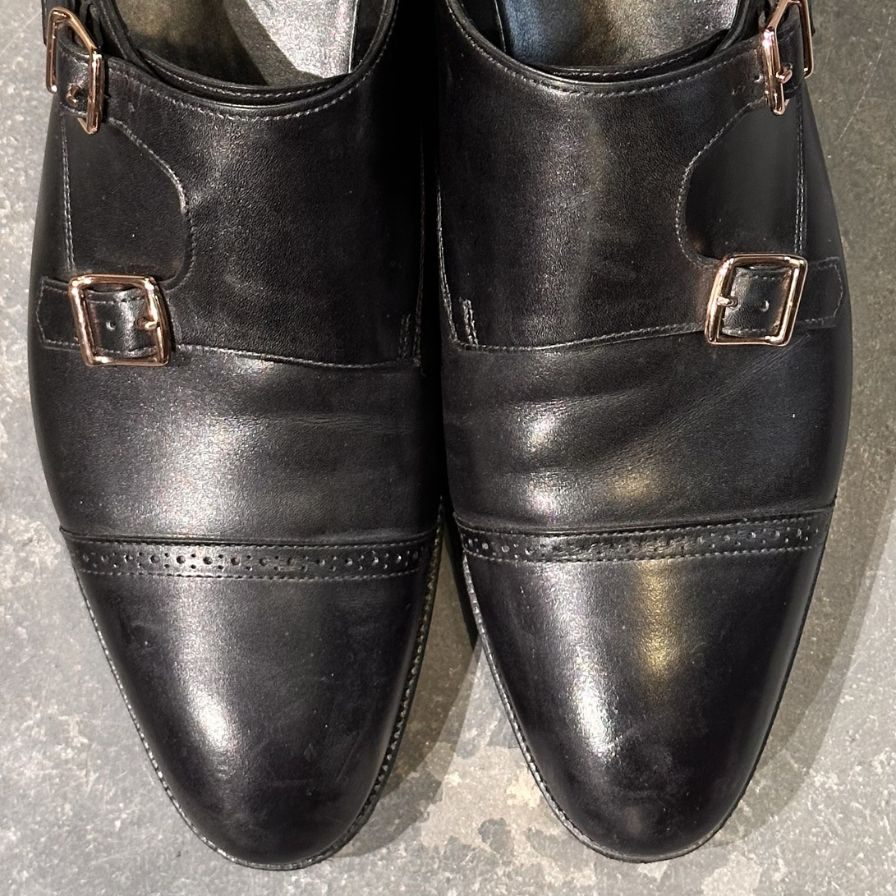 【JOHN LOBB】ジョンロブ レザーシューズ ダブルモンク フィリップ2 ダブルバックル ブラック メンズ サイズUK7.5E