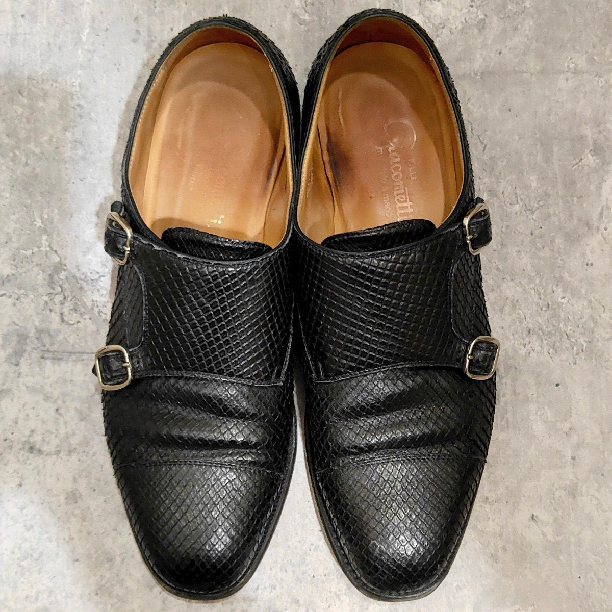 【F.lli Giacometti】フラテッリジャコメッティ FG502 ビジネスシューズ パイソン ブラック（黒） サイズ 40.5 ラスト