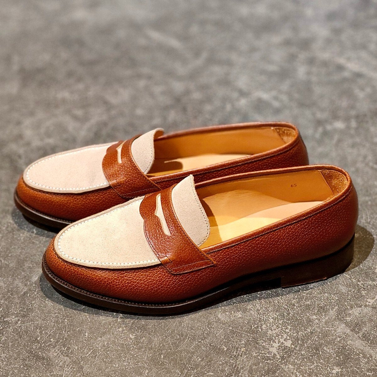 使用数回【ORIENTAL】オリエンタル 500 ALBERS NST レインレザースエードコンビ ブラウングレー サイズ US6.5