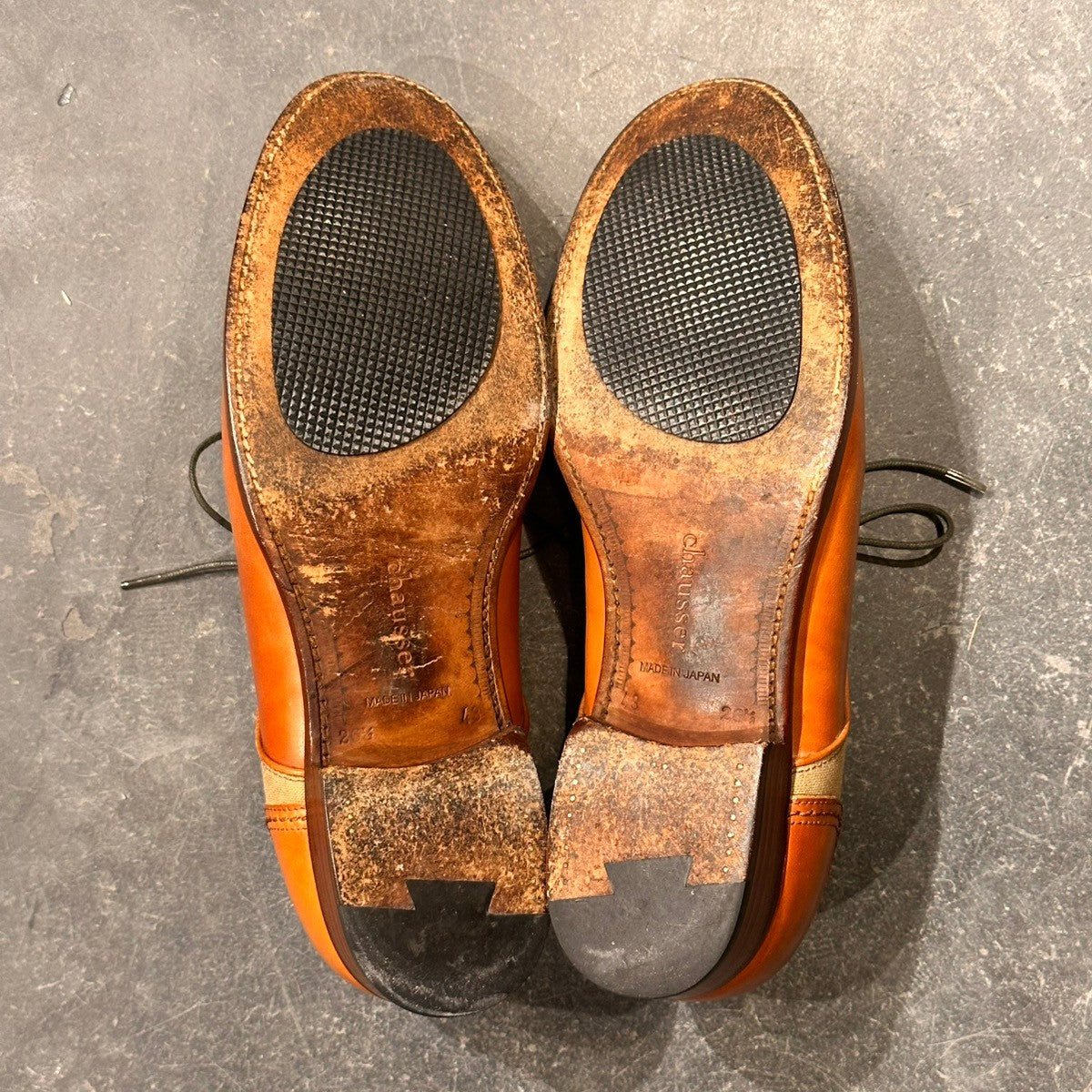 【chausser】ショセ C740 プレーントゥ サドルシューズ コンビ ナチュラルコードバン コットンキャンバス ブラウン サイズ43