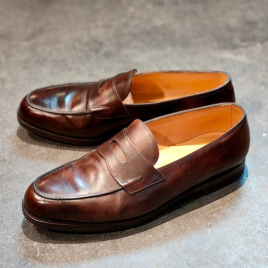 使用数回 【JOHN LOBB】ジョンロブ ロペス ローファー ミュージアムカーフ ダークブラウン サイズ UK9E 4395ラスト 参考定価￥269,500-