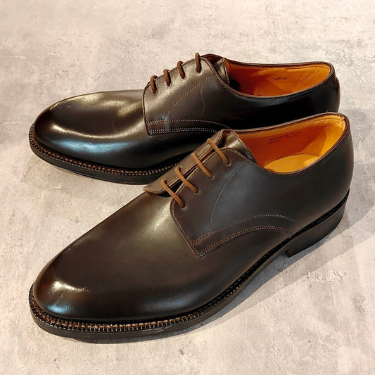 希少 未使用【JOHNLOBB】ジョンロブ アビントン プレーントゥ カーフ ダークブラウン サイズ UK8EE 2010ラスト