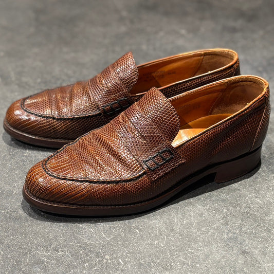 【GRENSON】グレンソン コインローファー 6147/12 70～80年代  リザード ブラウン サイズ UK8.5E