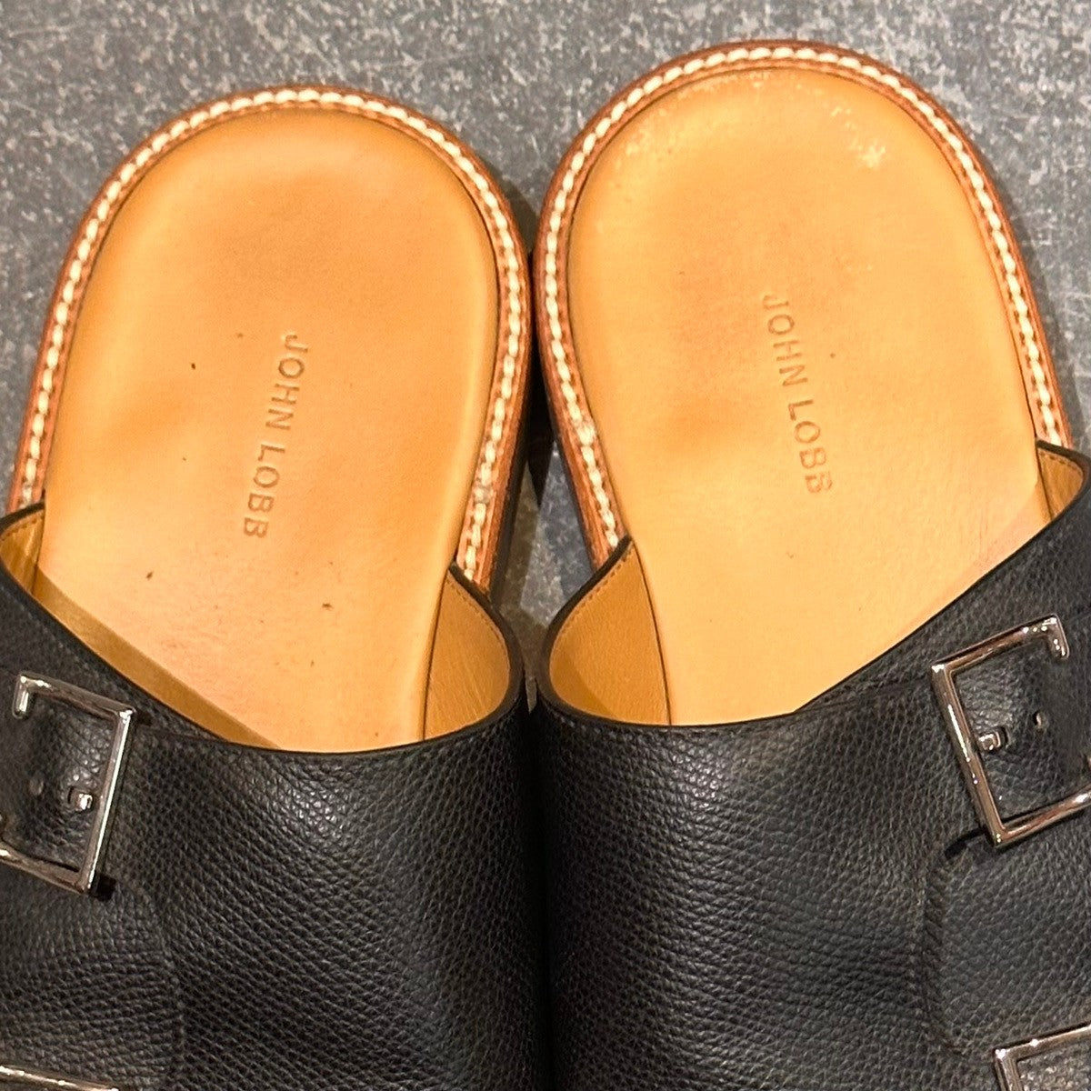 【JOHN LOBB】ジョンロブ ビーコン レザーサンダル ダブルモンク グレインレザー ブラック サイズUK7