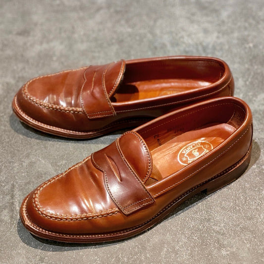 希少 美品【ALDEN】オールデン H.Stockton別注 6746 ペニーローファー コードバン ウイスキー サイズUS8.5D バンラスト