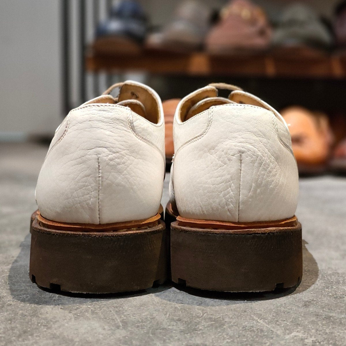 美品【Paraboot】パラブーツ シャンボード Uチップ グレインレザー ホワイト サイズ UK8A 参考定価￥99,000-