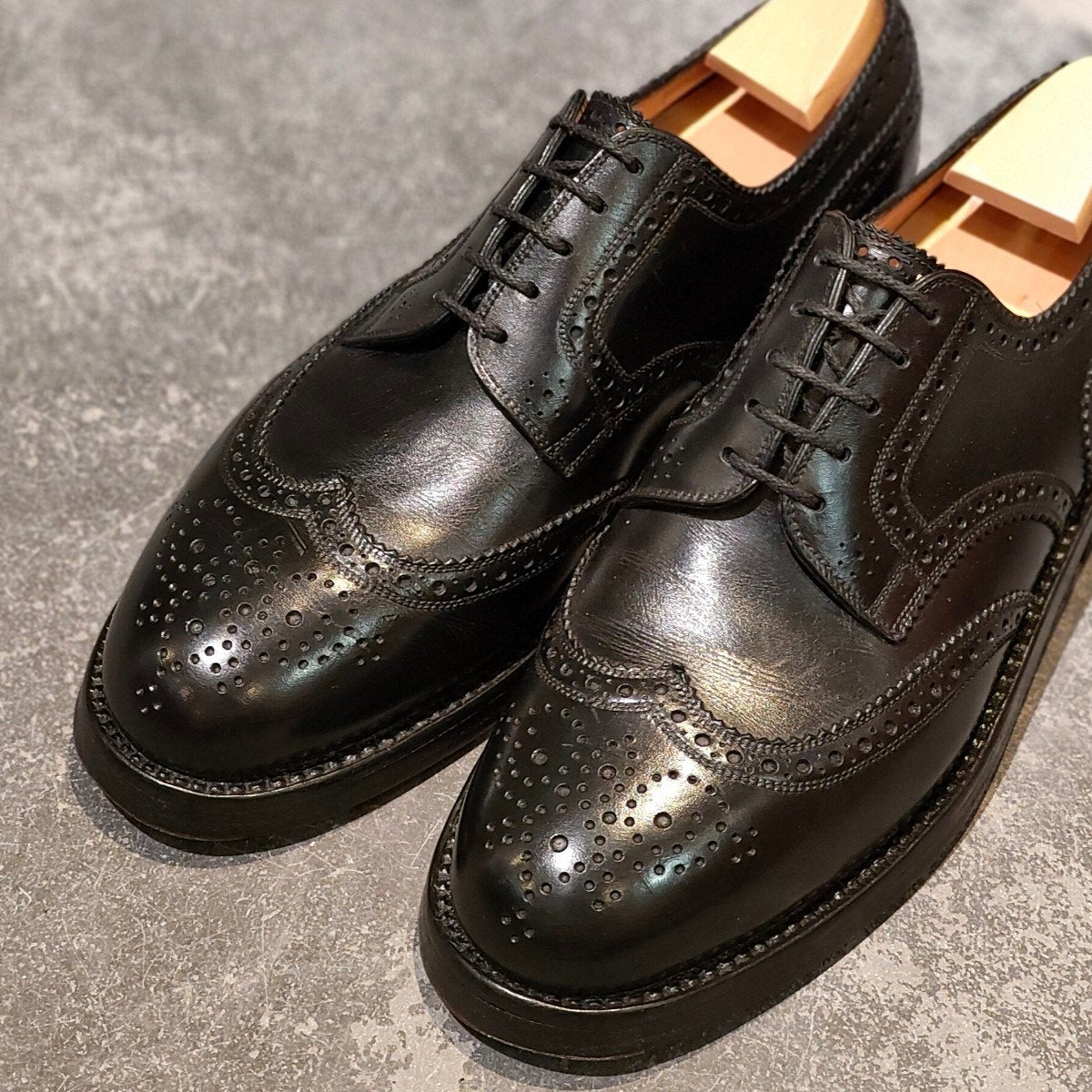 希少 美品【J.M.WESTON】ジェイエムウエストン 589 ウイングチップ ブラック サイズUK8C 32ラスト