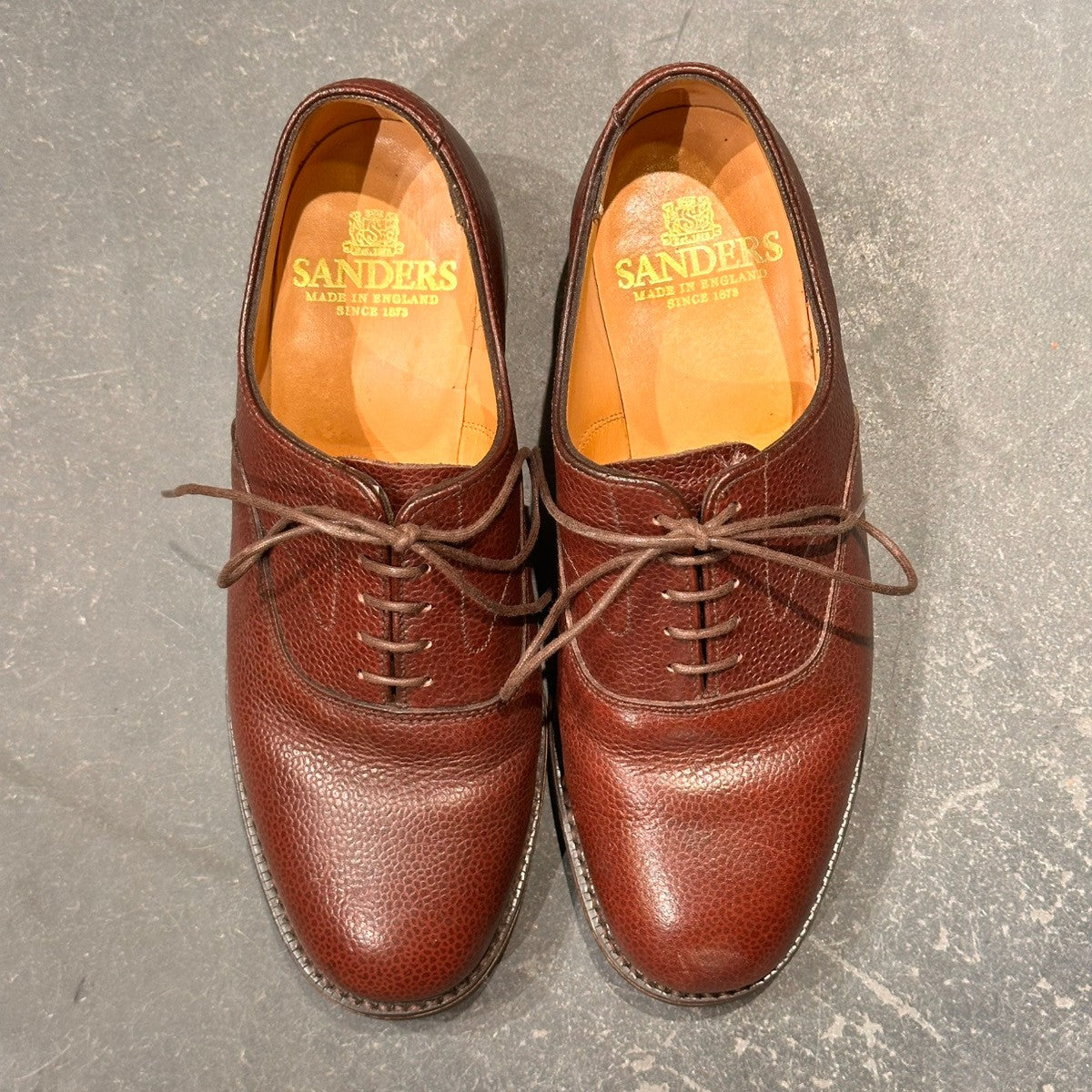 【SANDERS】サンダース 9696TDG プレーントゥ 内羽根 グレインレザー バーガンディ サイズUK6.5