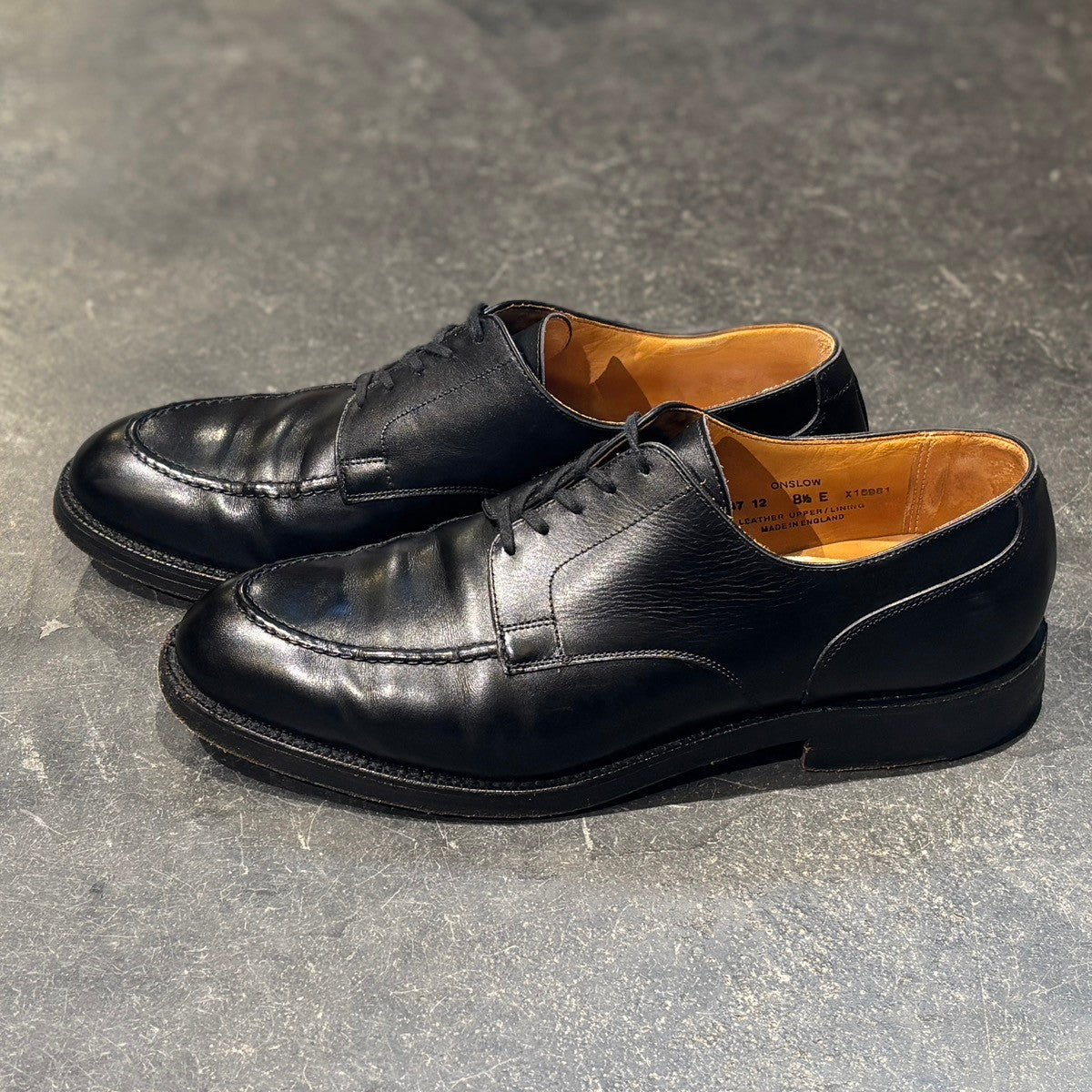 【CROCKETT&JONES】クロケット&ジョーンズ レザーシューズ オンスロー Uチップ カーフ ブラック サイズUK8.5E