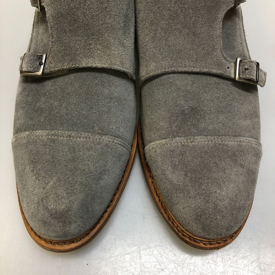 【Paraboot】パラブーツ レザーシューズ ダブルモンク スエード メンズ グレー サイズUK8.5