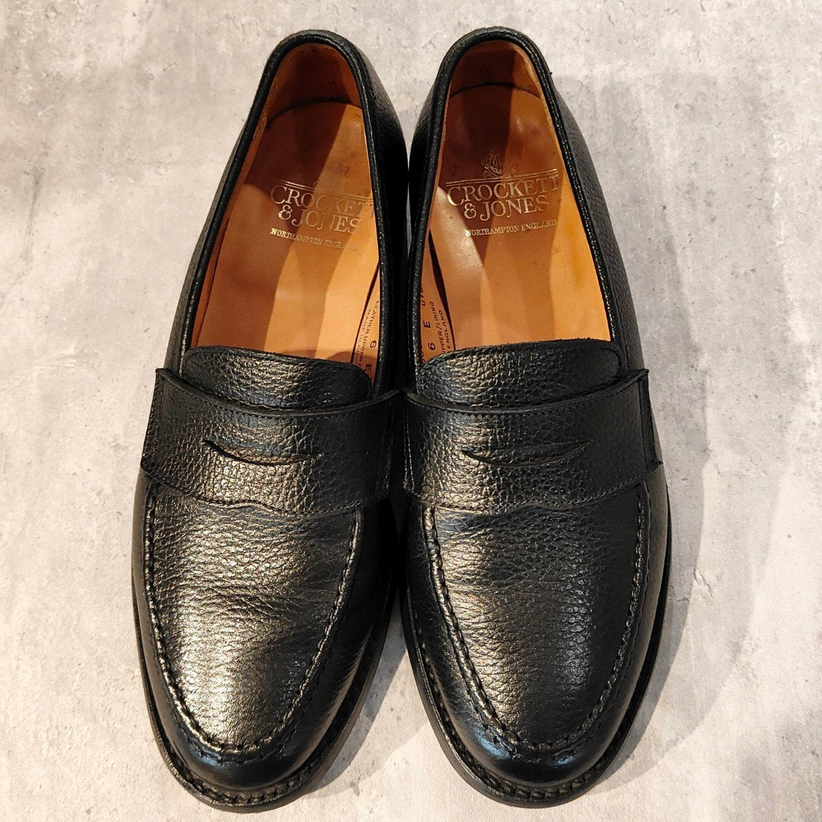 極美品【Crockett&Jones】クロケット&ジョーンズ ボストン ローファー グレインレザー ブラック サイズUK6E 314ラスト 参考定価￥143,000-