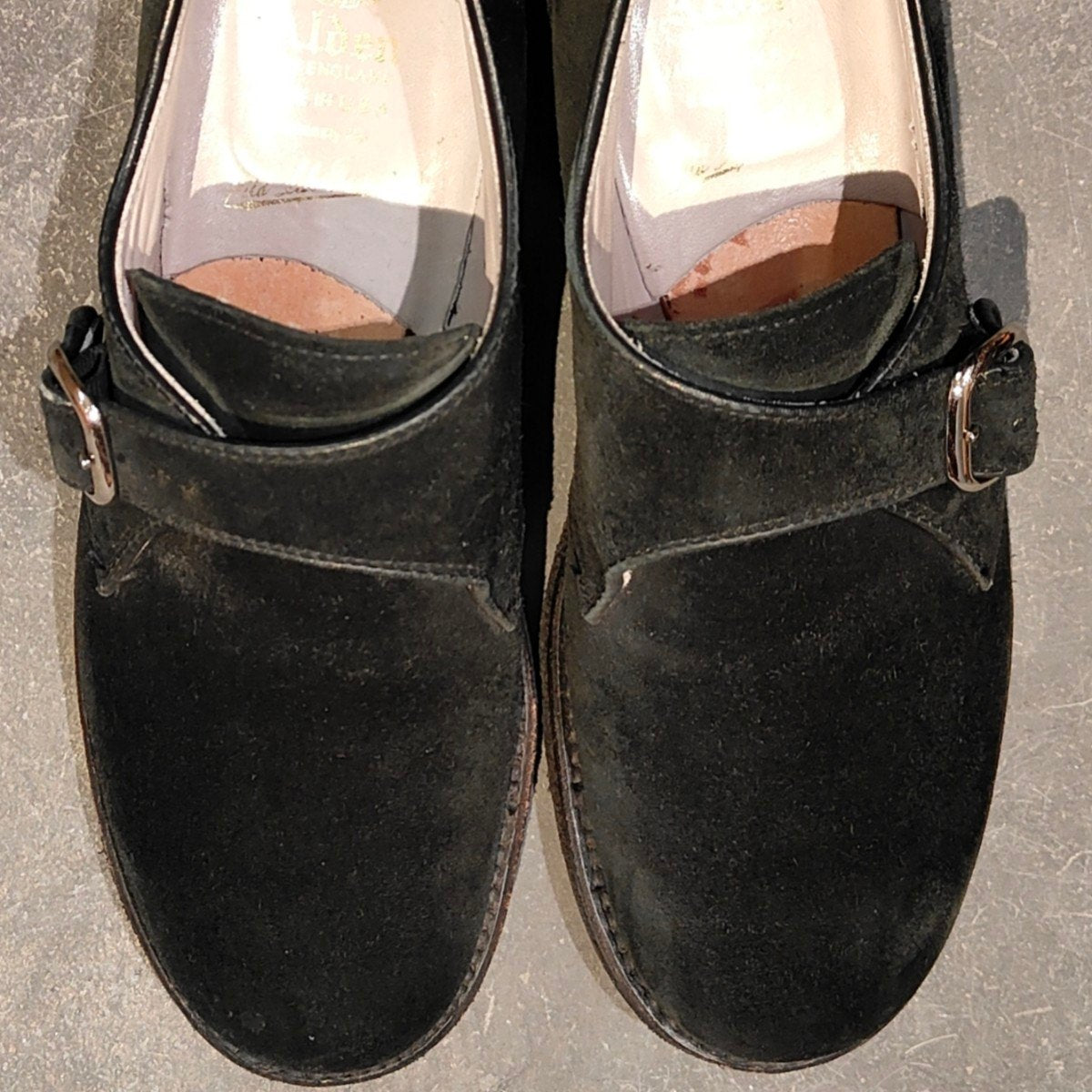美品【ALDEN】オールデン N0406 ワイルドライフテーラー別注 シングルモンク スエード ブラック サイズ US6D ミリタリーラスト