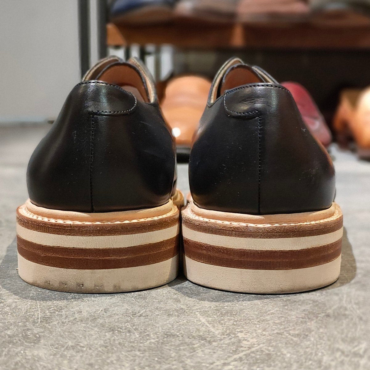 美品【JOSEPH CHEANEY】ジョセフチーニー HARTWELL ナノユニバース別注 キャップトウダービー カーフ ネイビー サイズUK8F