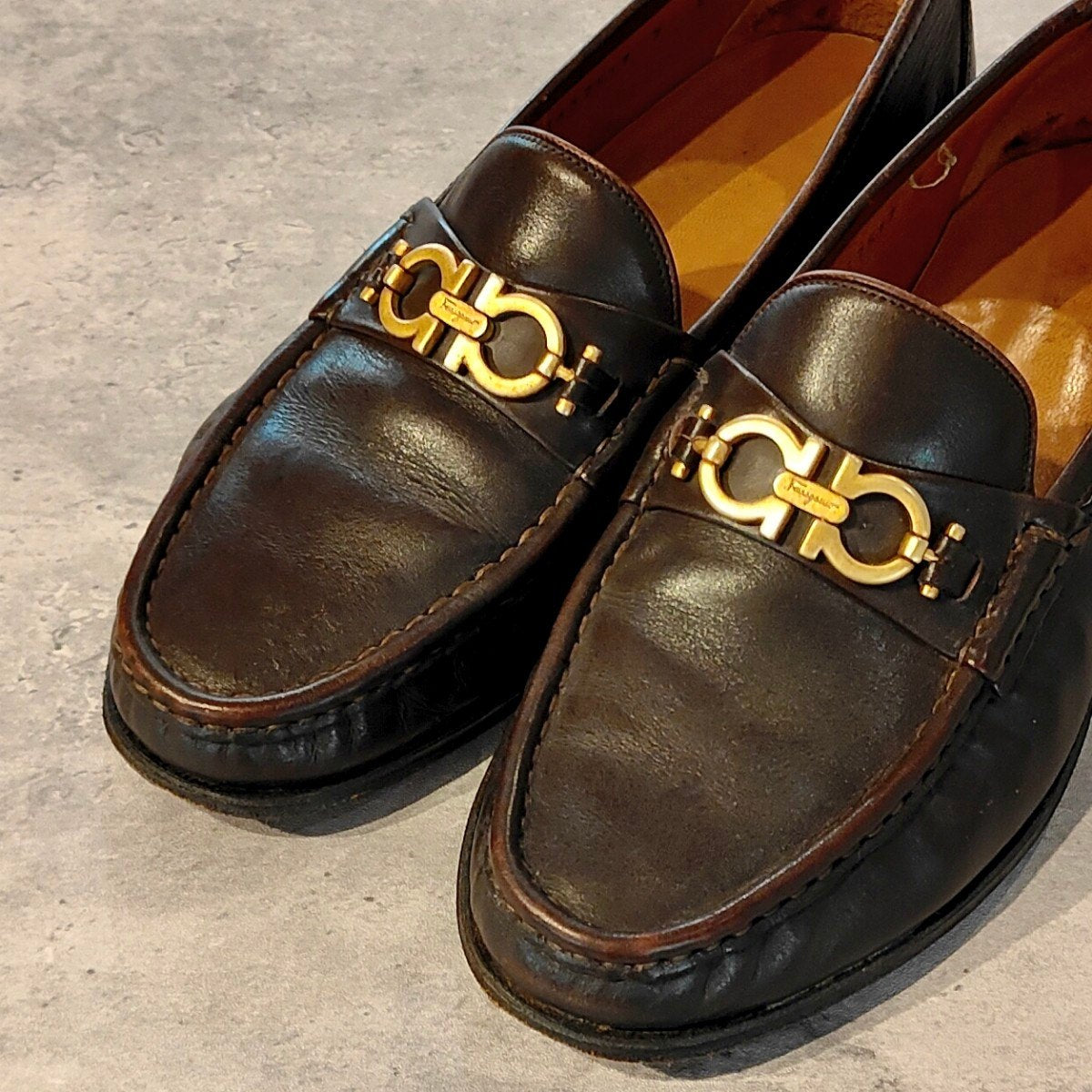 【Salvatore Ferragamo】サルバトーレ フェラガモ ビットローファー ガンチーニ カーフ ダークブラウン サイズUK7EE