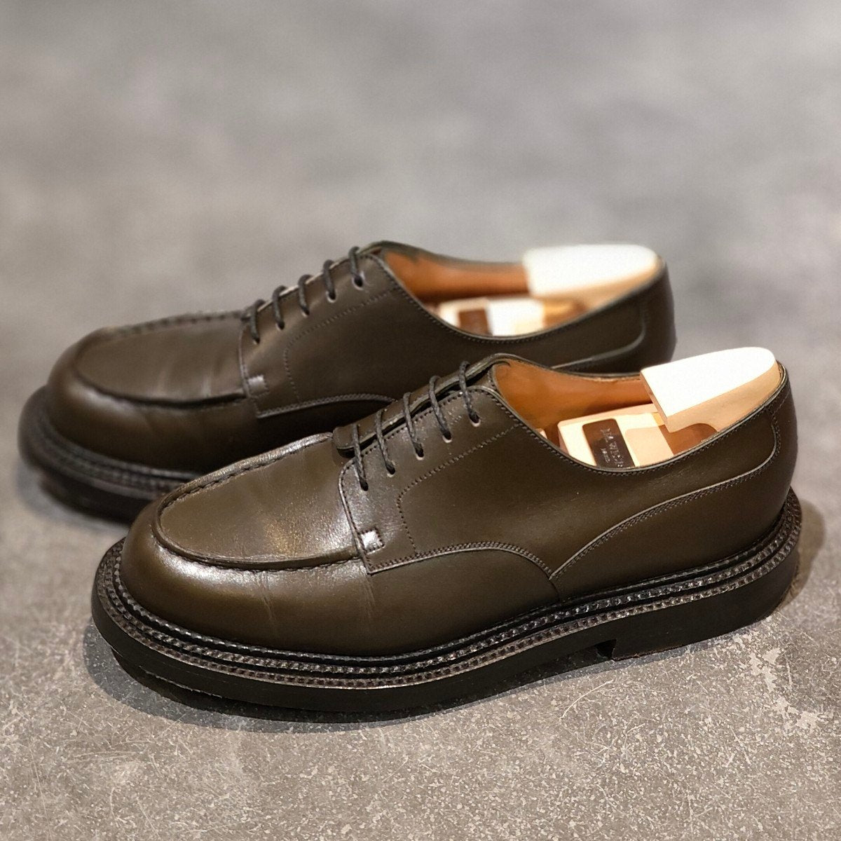 希少 極美品【J.M.WESTON】ジェイエムウエストン 641 ゴルフ トリプルソール Uチップ ボックスカーフ ハンターグリーン サイズ UK5D 31ラスト