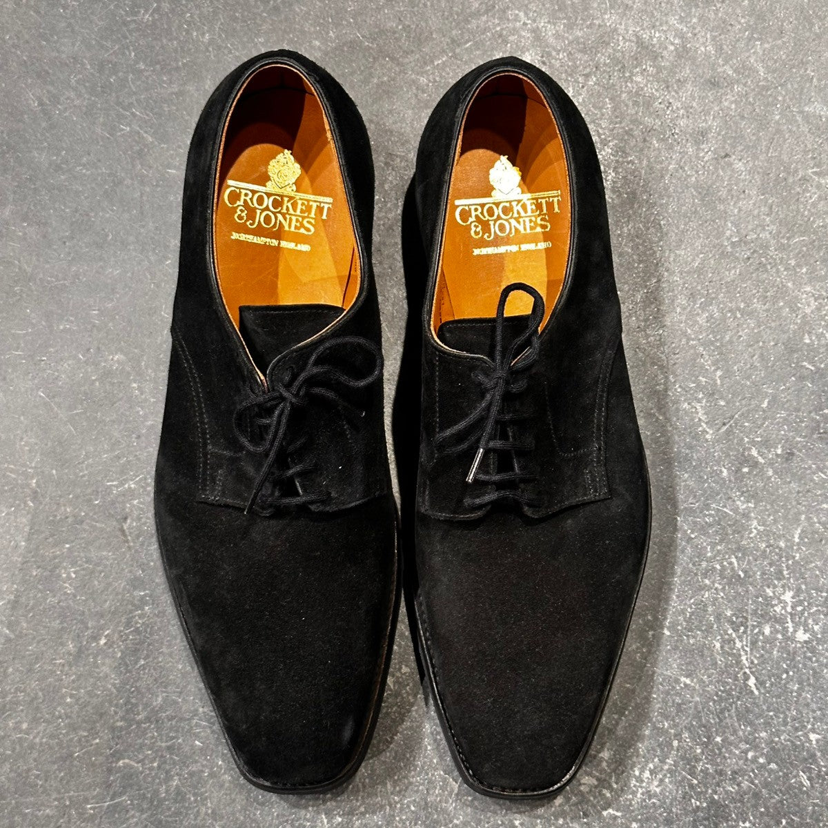 未使用品【CROCKETT&JONES】クロケット＆ジョーンズ SUTTON プレーントゥ スエード ブラック サイズUK7.5E 348ラスト
