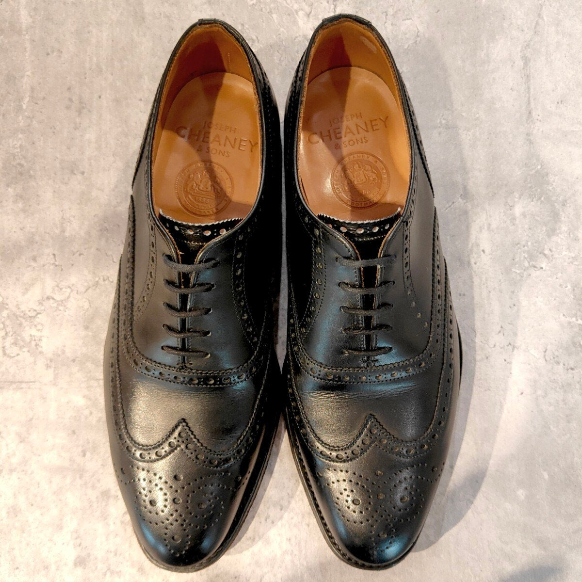 美品【JOSEPH CHEANEY】ジョセフチーニー ブロード2 ウイングチップ カーフ ブラック サイズUK6.5