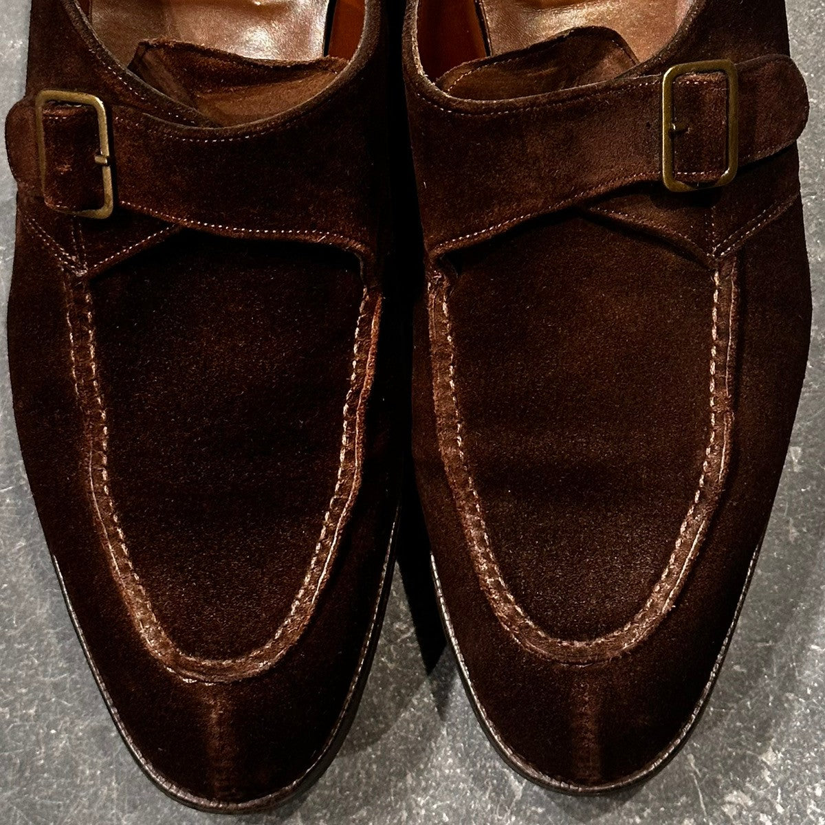 希少【EDWARD GREEN】エドワードグリーン バーニーズニューヨーク別注 シングルモンク クラップハム スエード ブラウン サイズUK8.5E 32ラスト