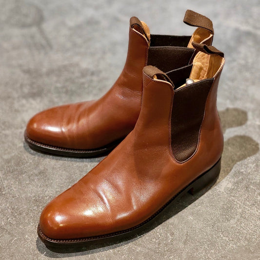 極美品【J.M.WESTON】ジェイエムウエストン 705 チェルシーブーツ タンブラウン ボックスカーフ サイズUK6.5D 39ラスト 参考定価￥198,000-