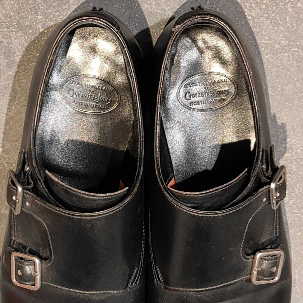 【CROCKETT&JONES】クロケット&ジョーンズ セイモア ダブルモンク カーフ ブラック サイズUK6.5D  337ラスト