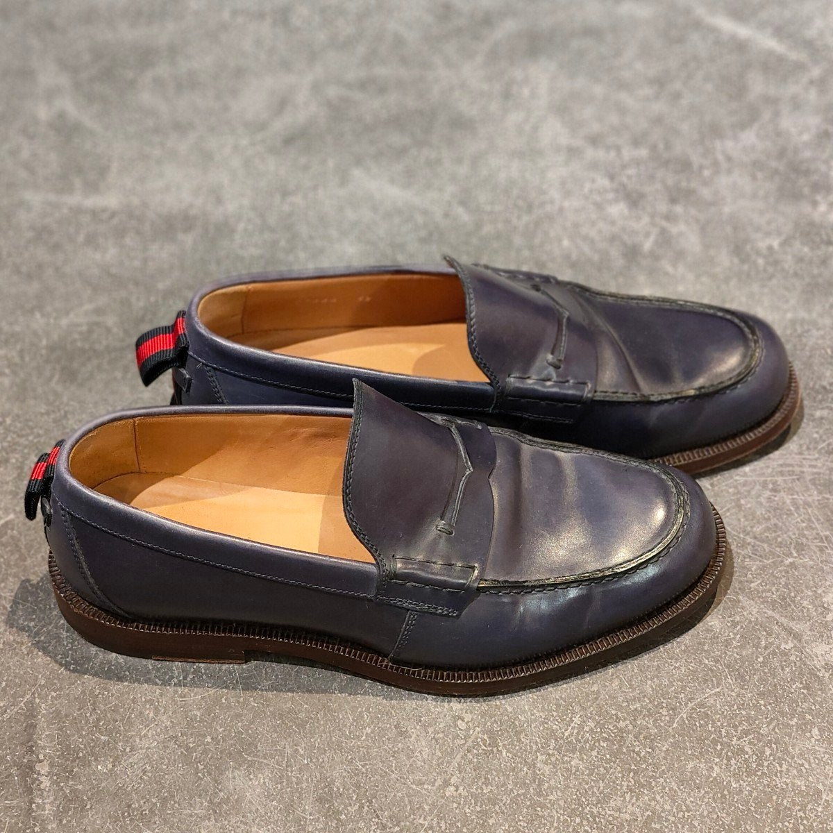 【GUCCI】グッチ 407444 コインローファー カーフ ネイビー サイズUK5.5