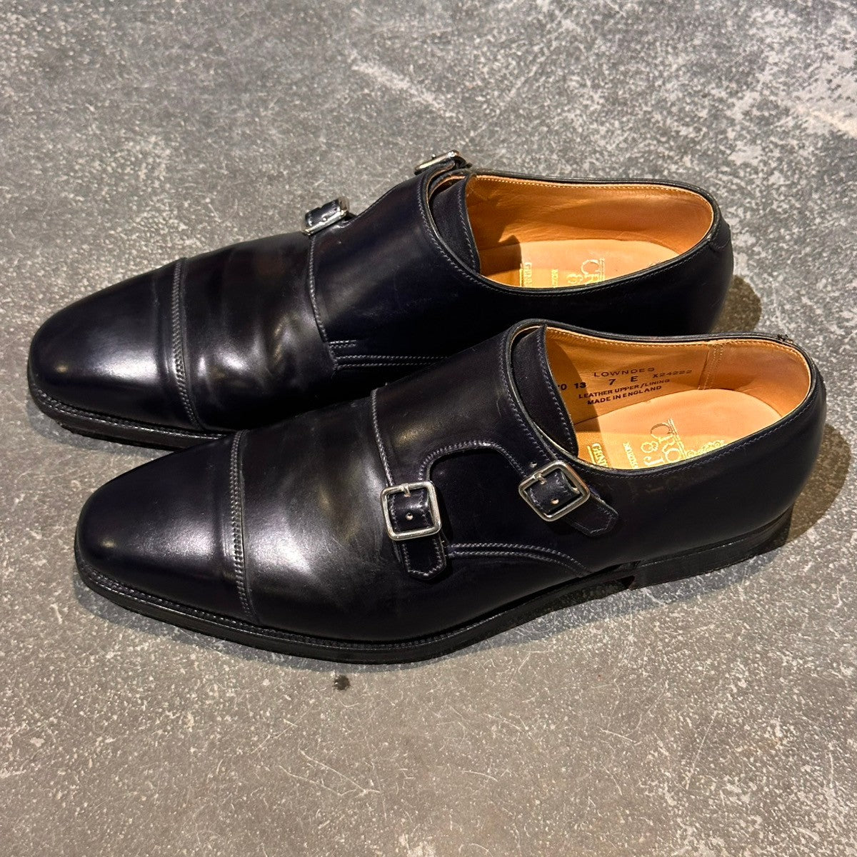【CROCKETT&JONES】クロケット&ジョーンズ LOWNDES ダブルモンク コードバン ネイビー サイズUK7E 348ラスト