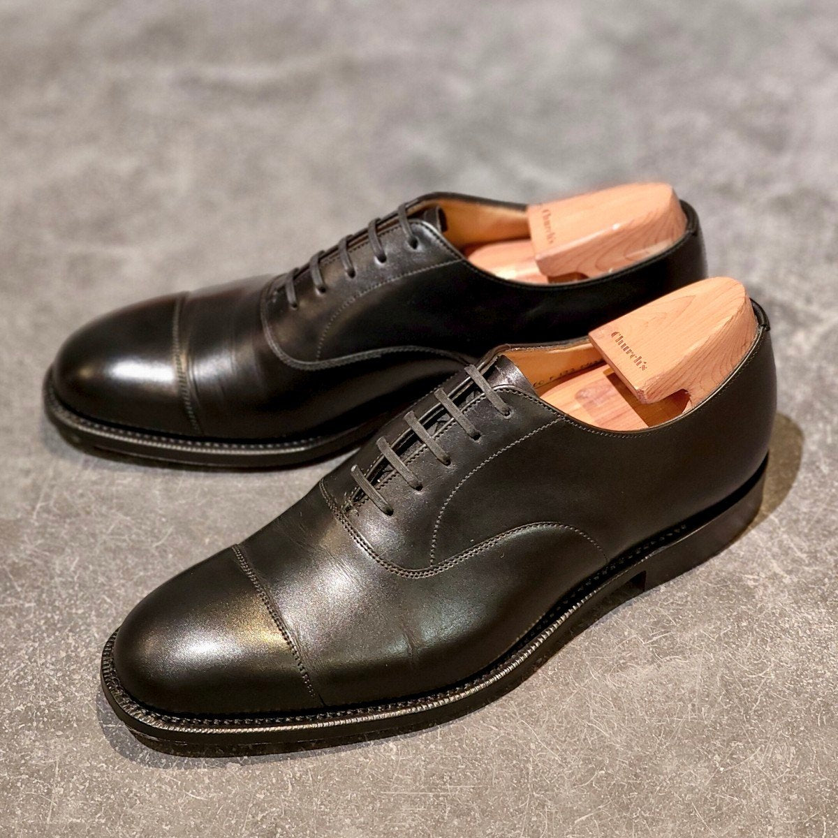 使用数回 【Church's】チャーチ コンサル ストレートチップ カーフ ブラック サイズ UK60F 173ラスト 参考定価￥181,500-