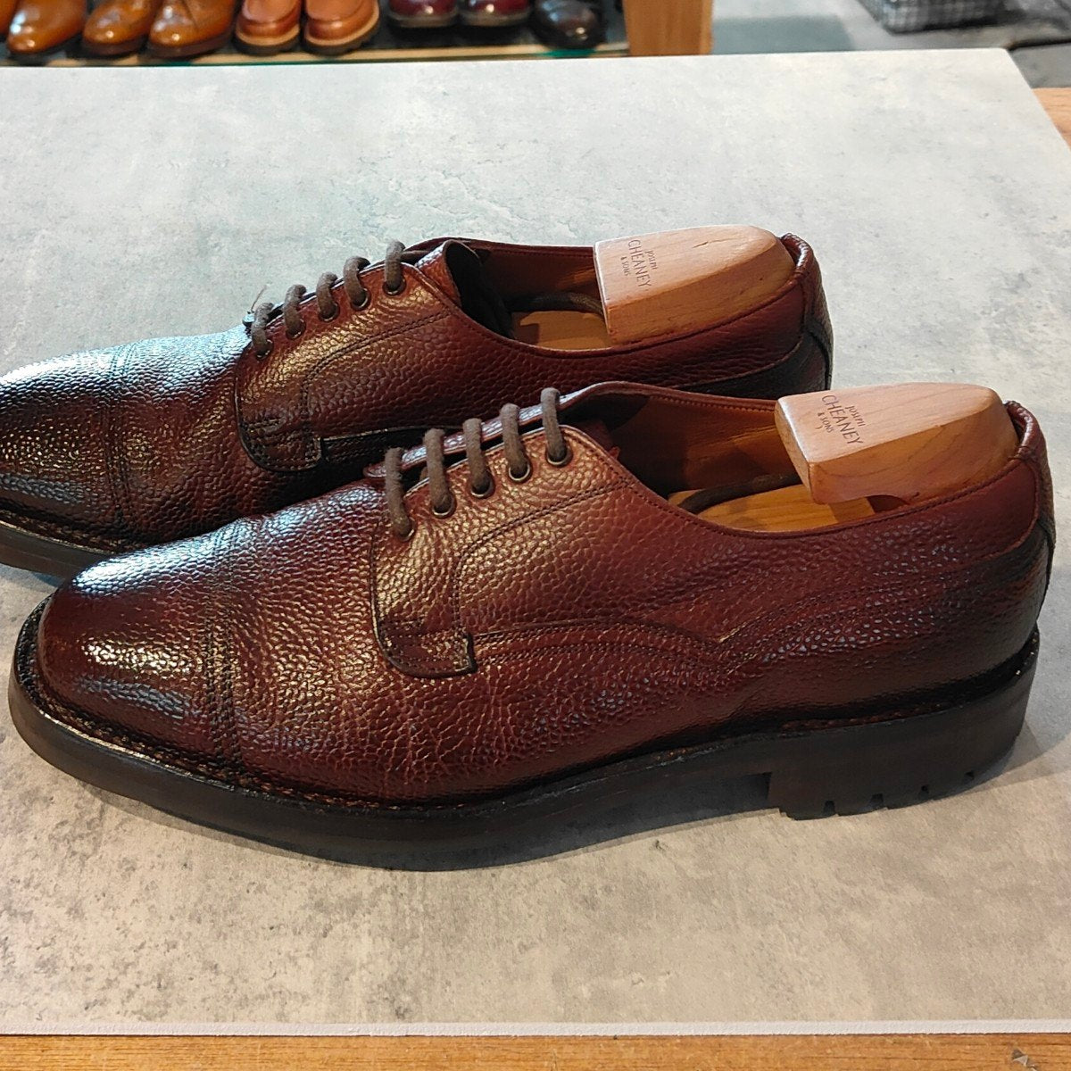 使用数回【JOSEPH CHEANEY】ジョセフチーニー ケンゴン2 キャップトゥダービー グレインレザー バーガンディ サイズUK8 4436ラスト参考定価￥99,000-