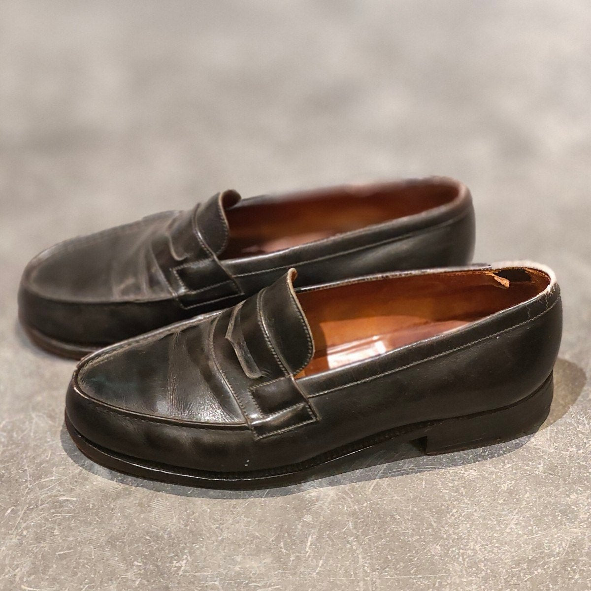 【J.M.WESTON】ジェイエムウエストン 180 シグニチャーローファー 旧旧旧ロゴ ボックスカーフ ブラック サイズ UK5D 41ラスト 参考定価￥165,000-