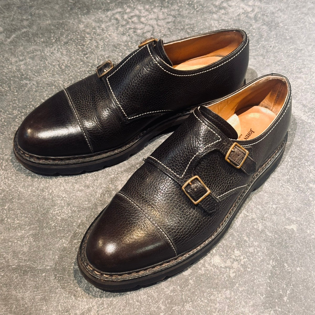 希少【JOHN LOBB】ジョンロブ ウィリアム コテージライン ダブルモンク グレインレザー ブラック サイズ不明(UK7.5相当)