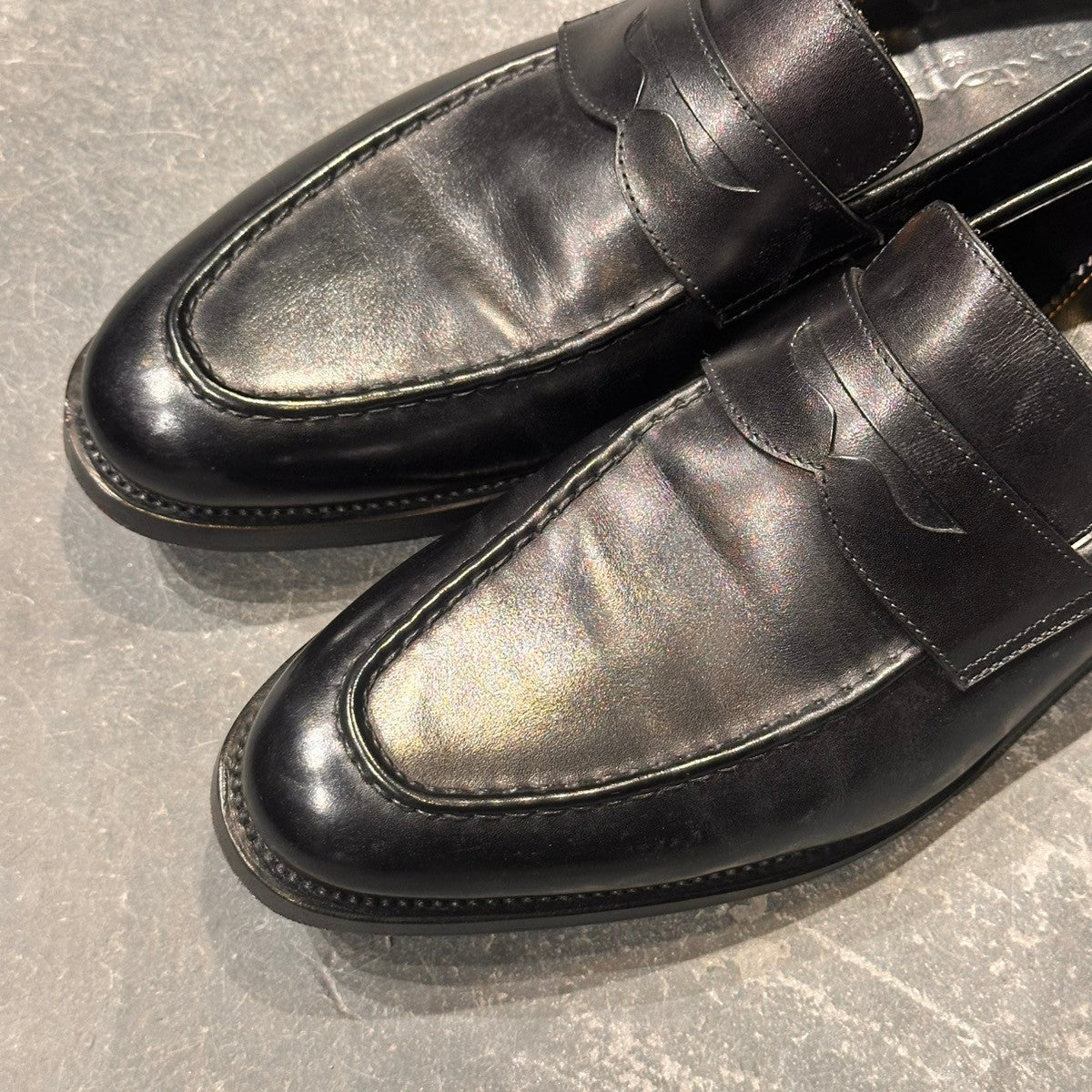 使用数回【santoni】サントーニ 13158 ローファー カーフ ブラック サイズUK6.5