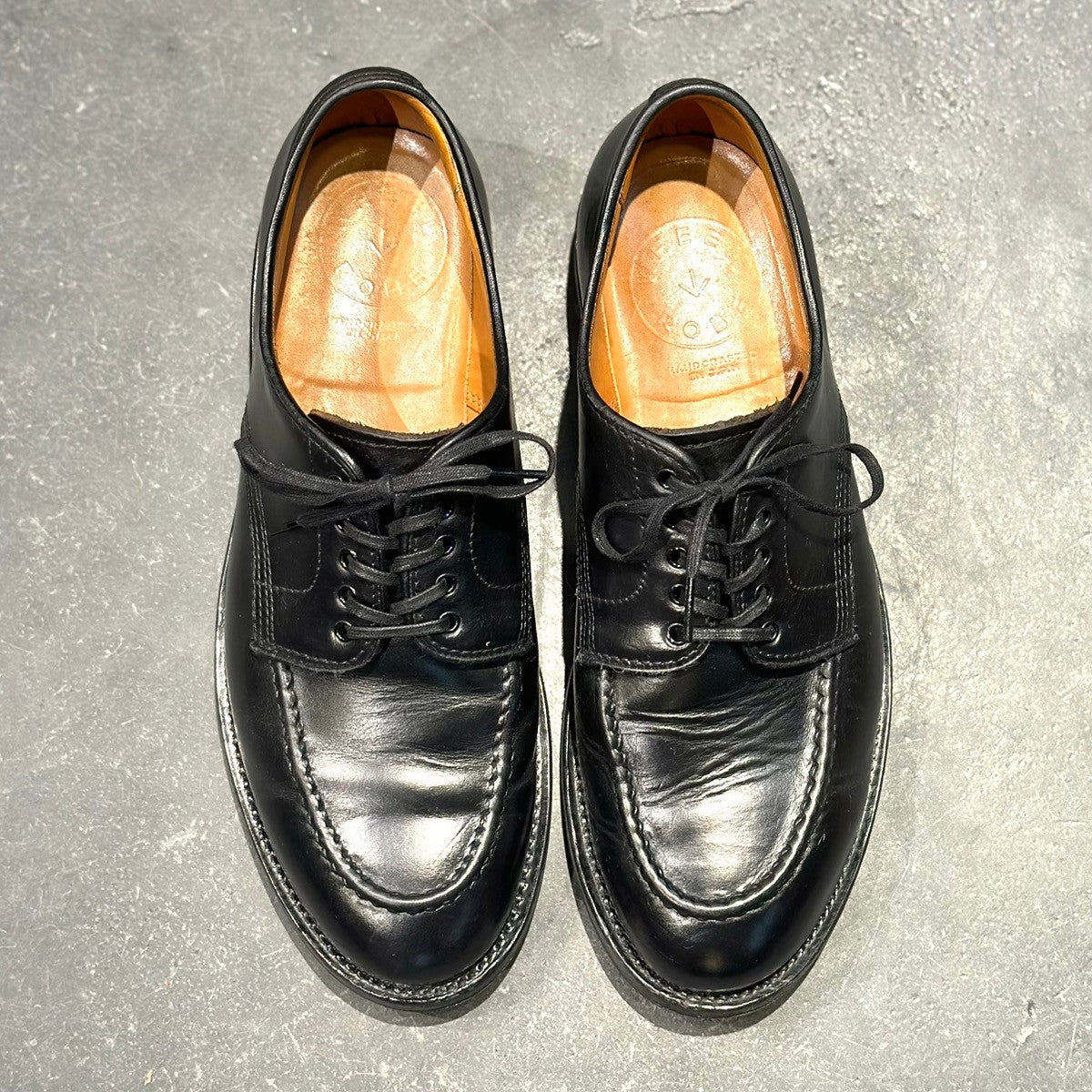 美品【WHEELROBE】ウィールローブ 15078 HEAVY STITCHING MOC TOE クロムエクセル カーフ ブラック サイズ8D 1228ラスト