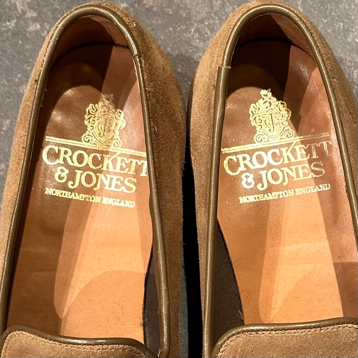 【CROCKETT&JONE】クロケット&ジョーンズ サルコム ヴァンプローファー スエード ベージュ サイズUK6.5E 348ラスト