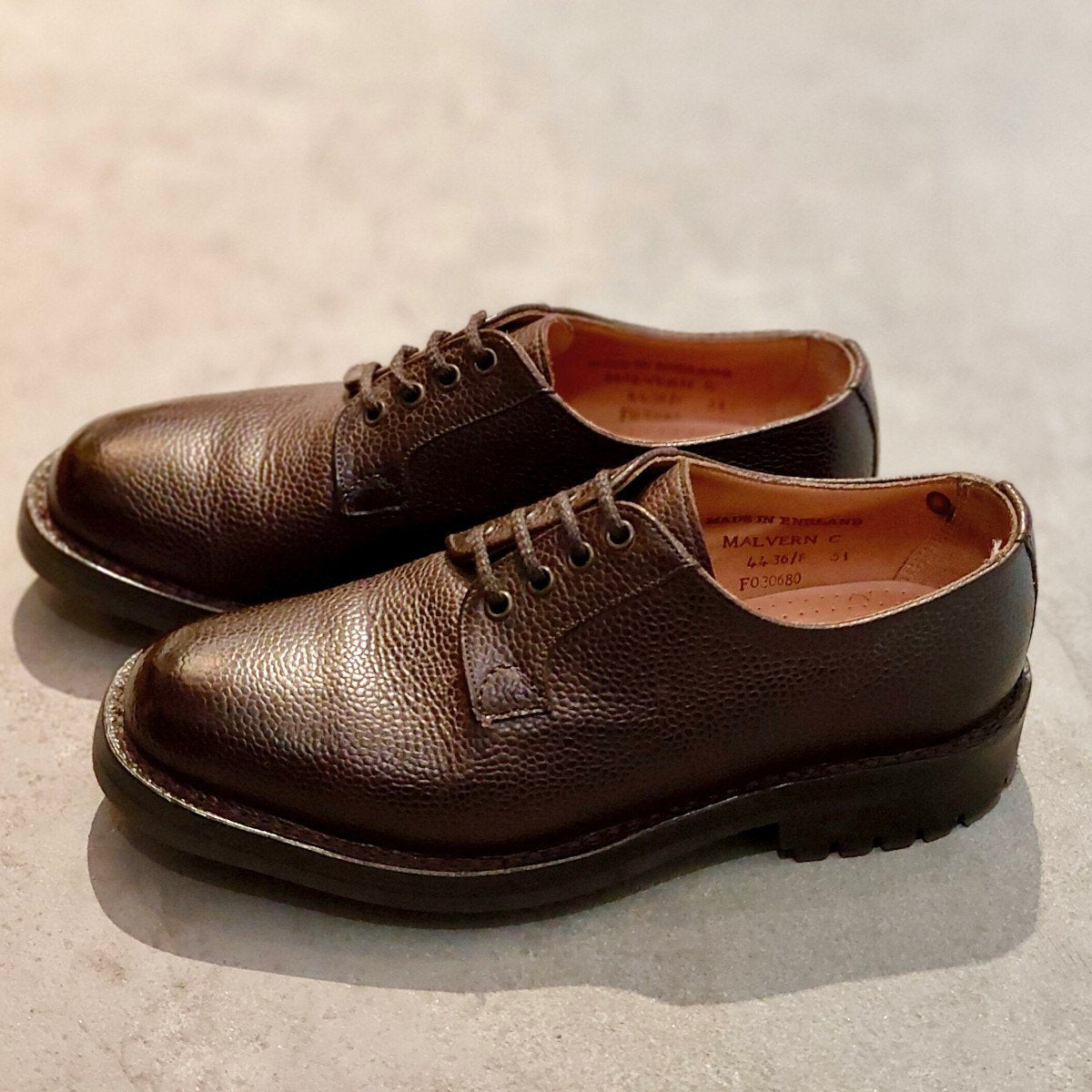 美品【JOSEPH CHEANEY】ジョセフチーニー 4436 マルバーンC プレーントゥ グレインレザー ダークブラウン メンズ サイズUK5.5 4436ラスト