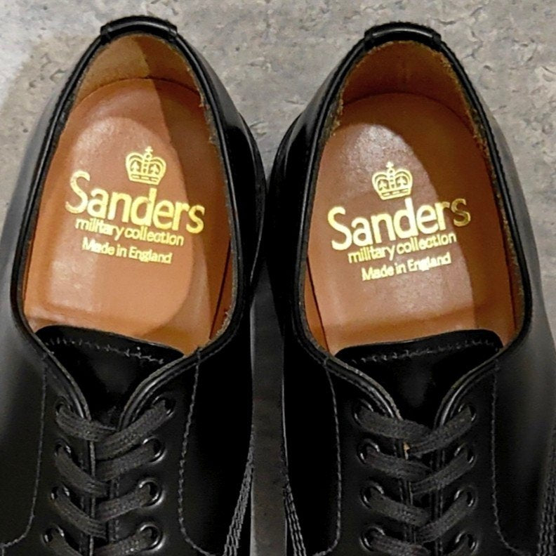 【SANDERS】サンダース 1830B ミリタリーダービー ガラスレザー ブラック サイズUK3